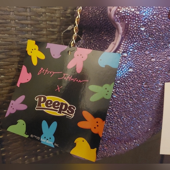 EXCLUSIVE Betsey Johnson Kitsch Peeps Lavender Chick Rhinestone Crossbody Bag - Picture 6 of 7